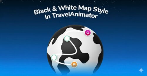 Black and white map in TravelAnimator